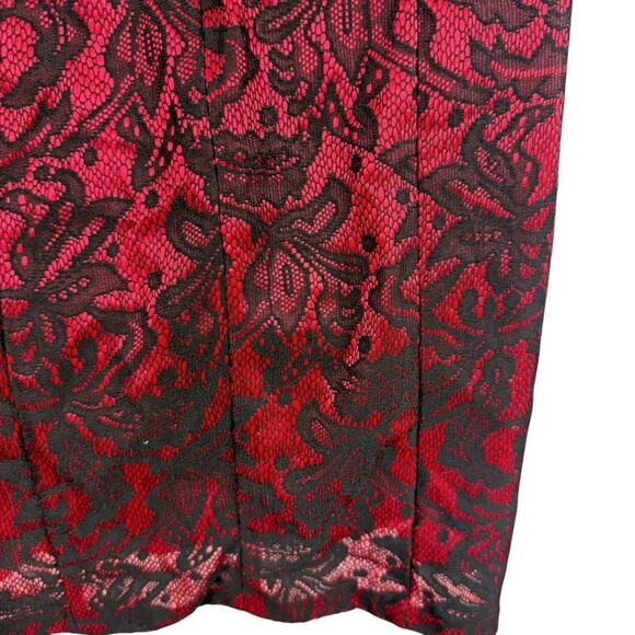 Alyx Petite Red Black Lace Cocktail Party Knee Length Sheath Cap Sleeve Dress 6 - Picture 11 of 16